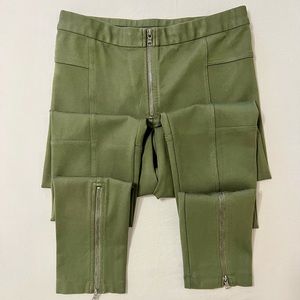 BCBG Olive green zippered legging